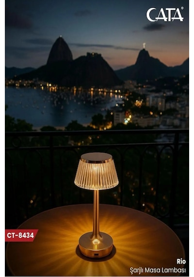 Ct-8434 Rio Şarjlı Masa Lambası Altın