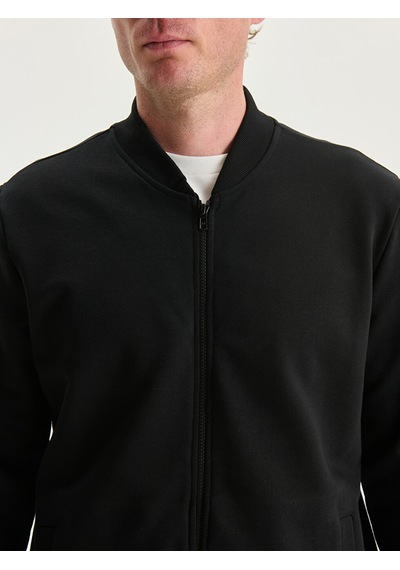 Lcwaıkıkı Basic Siyah Kolej Yaka Uzun Kollu Erkek Fermuarlı Sweatshirt