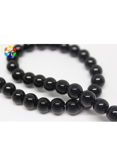 Onix (Oniks) Taşı Parlak YARIM Dizi 8mm (18cm uzunluğundadır)