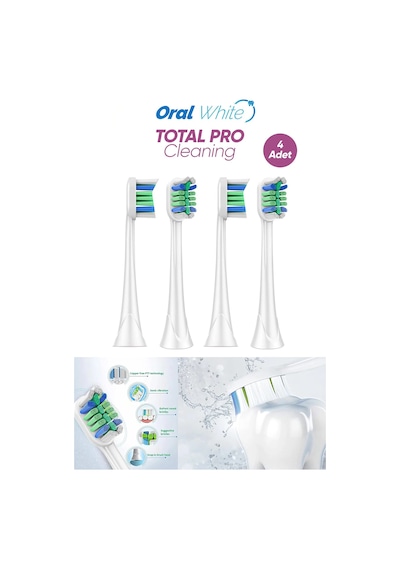 Oral White Sonic Total Pro Cleaning Philips Sonicare Uyumlu 4adet