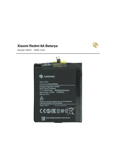 Xiaomi Redmi 6a Uyumlu Güçlendirilmiş Batarya Bn37 3000 Mah Pil Telefon Bataryası Cep Telefonu Pili