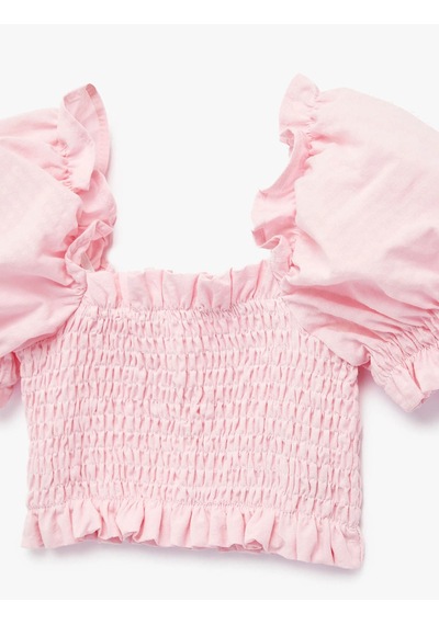 Koton Gipeli Balon Kollu Crop Pembe Kız Bebek Bluz 6smg60041aw Pembe