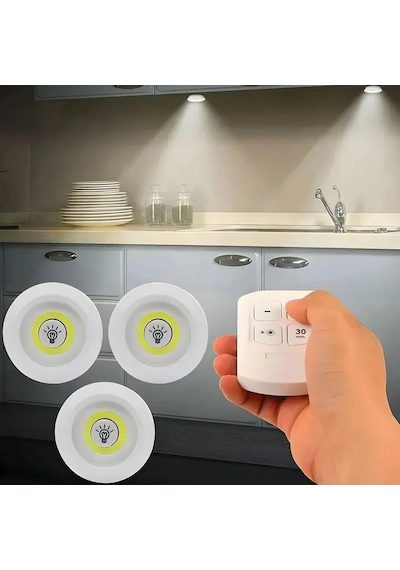 Cob Led Aydınlatma Pilli Kumandalı 3 Adet Volemi V-3+1 Beyaz
