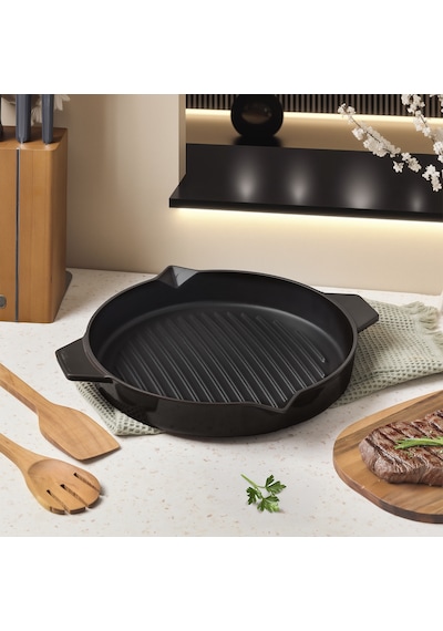 Aryıldız Duo Cast Bombe Grill Tava Kahverengi 30 Cm Renkli