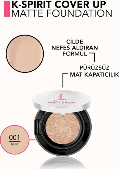 Flormar K-Spirit Cover Up Yüksek Kapatıcı & Uzun Süre Kalıcı Yarı Mat Bitişli Fondöten 001 Ivory