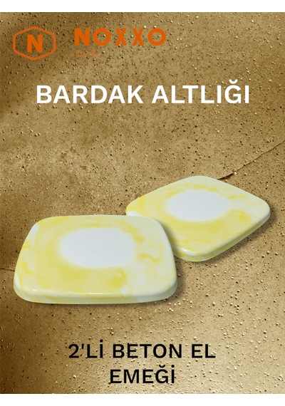 2 Li Beton Bardak Altlığı Betonun Şıklığı El Emeğinin Değeri Sarı Sarı