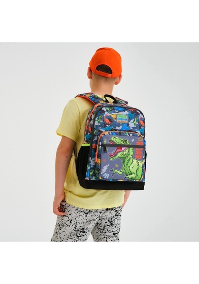 Coral High Kids Siyah Gri Dinozor Desenli 2'li Okul Çanta Seti Set0223744