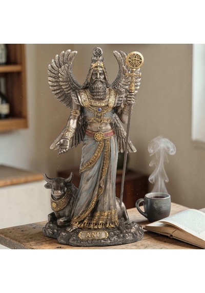 Dekoratif Anu Biblo Wise Veronese Poliresin Mezopotamya Gök Tanrısı Figürü 23 Cm .