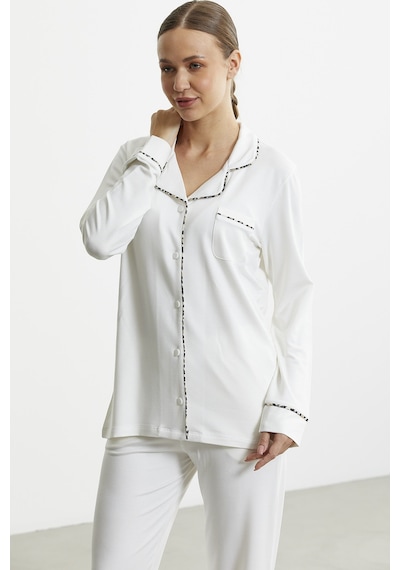 Sementa Düz Renk Gömlek Model Pijama Takım - Kemik Kemik