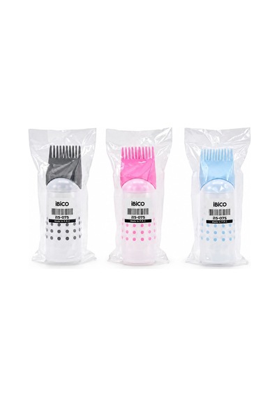 Saç Boyama Tarak Renkli Plastik 6oz Ölçekli - Şeffaf Plastik Şişeli 5468