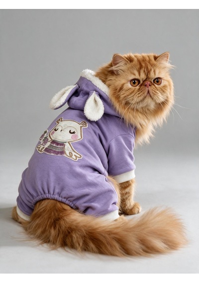 Bibelot Lavender Polar Kedi Tulumu Yumuşacık Ve Sıcacık Bunny Kulaklı Tulum