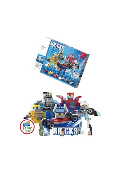 342 Parça 6'lı Dönüşen Robot Araba Seti - Lego Uyumlu Eğitici Blok Yapım Oyuncağı