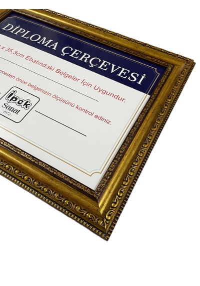 Diploma Çerçevesi Gold Renk - Hakiki Camlı Ürün - 25x35,2 Boyut