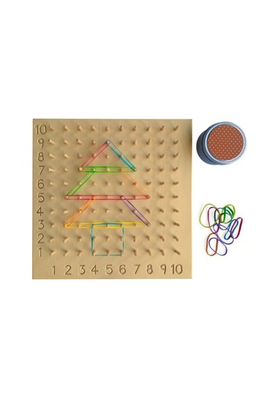 Sayılar Geometrik Şekiller Ile Lastik Ve Pim Geçirme Montessori Oyunu