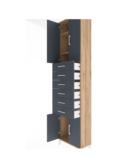 Arges Dolap 3 Raflı 6 Çekmeceli 4 Kapaklı 60x30x243 Çam-antrasit Çam Arges Dolap 3 Raflı 6 Çekmeceli 4 Kapaklı 60x30x243 Çam-antrasit Çam