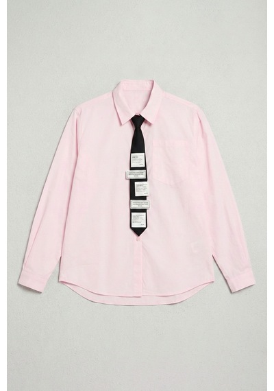 Itsbasic Kadın Pembe Renk Oversize Kravatlı Özel Tasarım Bol Kesim Gömlek