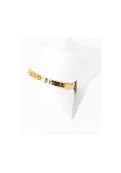 Biem Düz Model Çelik Kelepçe Bileklik Gold/gümüş