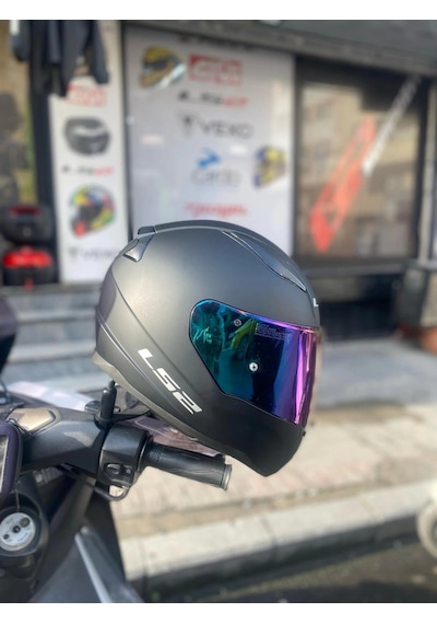 Ls2 Rapıd Mat Siyah Kask - Gökkuşağı Vizör Çok Renkli