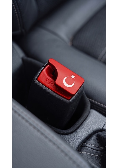 Ay Yıldız Kırmızı Araç Kemeri Tokası Susturucu Kapağı 5'li Set Tüm Araçlara Uyumlu