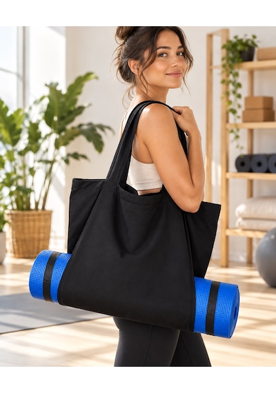 Mat Taşıma Çantası Yoga Fitness Silindir Antrenman Çantası - Çantalı Fermuarlı Mat Taşıma Çantası Siyah