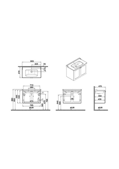 VitrA Root Classic Kapaklı Lavabo Dolabı 80 Cm Mat Lacivert Klasik Lavabo Dahil 68727 Diğer VitrA Root Classic Kapaklı Lavabo Dolabı 80 Cm Mat Lacivert Klasik Lavabo Dahil 68727 Diğer