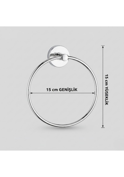Yuvarlak Krom Havluluk Duvara Monte Vidalı Metal Havlu Askısı 15 15 Cm, Parlak Krom Banyo Aksesuarı Diğer