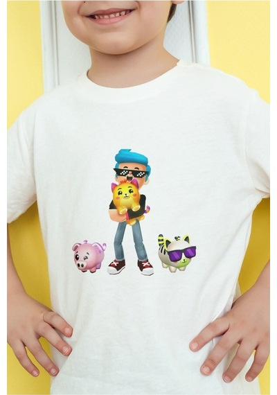 Yirmi Unisex Pk Xd Kedi Baskılı Tişört Beyaz - 536874709 beyaz