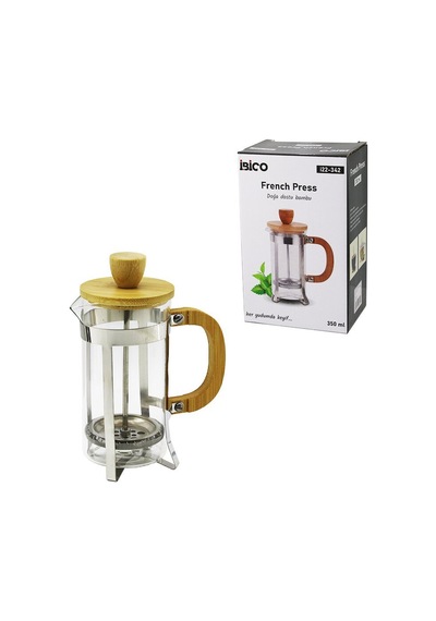 İbico İ22-342 French Press 350 Ml - Cam Gövde, Metal Kafes, Bambu Sap Ve Kapak