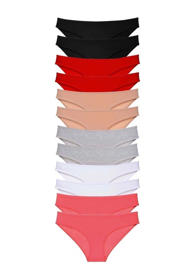 12 Adet Süper Eko Set Likralı Kadın Slip Külot Set 3 Çok Renkli