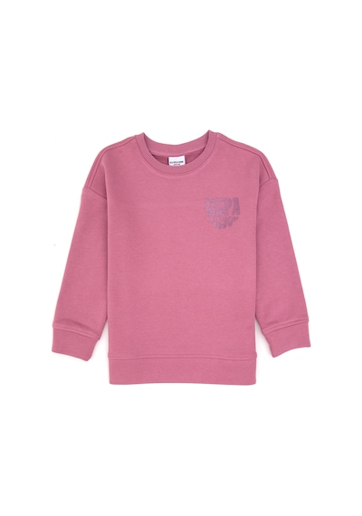 U.S. Polo Assn. Kız Çocuk Pembe Simli Baskı Detaylı Bisiklet Yaka Basic Sweatshirt 50314289-VR167
