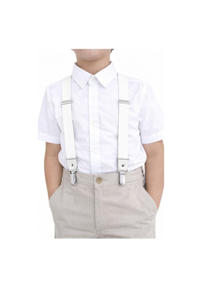 Hapshoe Kids Ayarlanabilir Klipsli Beyaz Çocuk Kemer Pantolon Askısı Beyaz