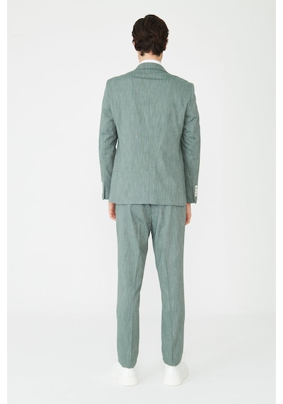 Yeşil Dokulu Modern Slim Fit Şehir Stili Takım Elbise Desenli