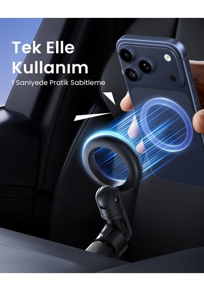 Ugreen Magsafe Uyumlu Manyetik Araç İçi Telefon Tutucu, Havalandırma Klipsli, 360 Dönebilen, 65185