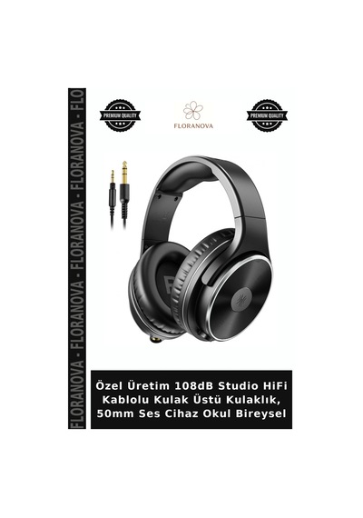 Özel Üretim 108db Studio Hifi Kablolu Kulak Üstü Kulaklık, 50mm Ses Cihaz Okul Bireysel