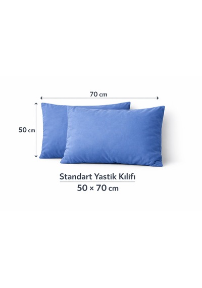Faralya Life %100 Pamuk 2'li Yastık Kılıfı 50x70 Cm Yumuşak Dokulu Terletmeyen Dayanıklı Ev Otel Tipi Nefes Alabilen Kapaklı Yastık Kılıfı Açık Mavi
