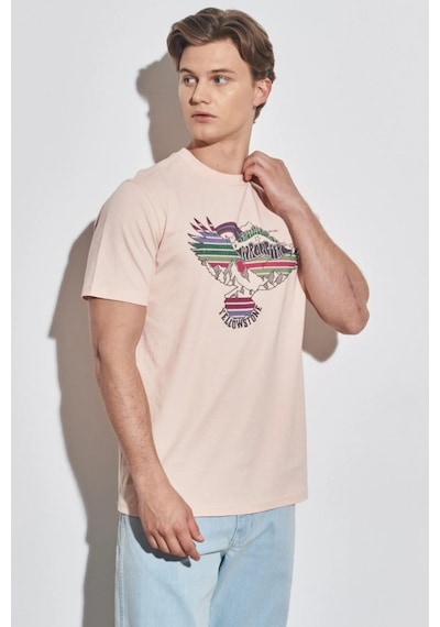 Wrangler Erkek Pembe Bisiklet Yaka Tişört W231243590 Pembe
