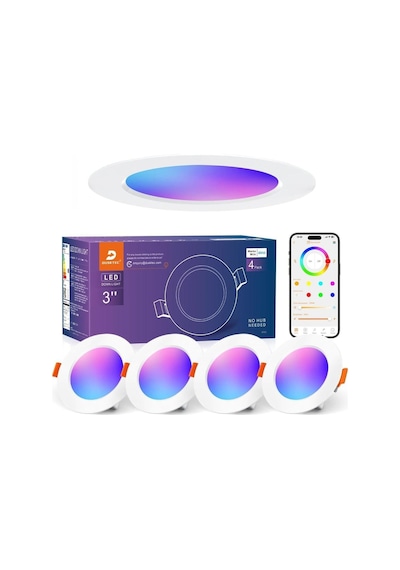 Smart Led Spot Lamba, 6000k Beyaz, 220v, Telefon Uygulaması İle Kontrol Edilebilir, Rgb Renk Değiştiren Dusktec 110m Çok Renkli