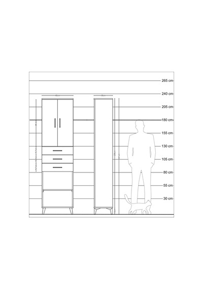 Arges Dolap 4 Raflı 3 Çekmeceli 2 Kapaklı 60x30x221 Antrasit-... Antrasit