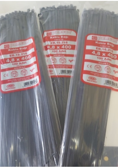 Pemsan 4.8 x 400 Plastik Cırt Kelepçe Kablo Bağı Siyah 100'lü Paket