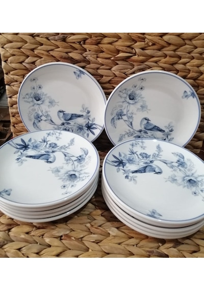 Güral Porselen Kuş Model 19 Cm 12 Adet Pasta Tabak