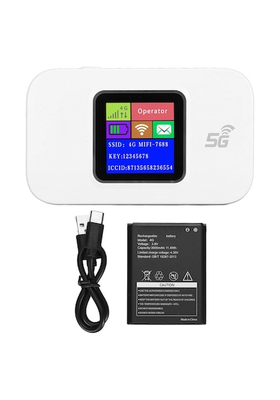 Onezero M5 4g Lte Taşınabilir Mobil Wifi Modem Router Lcd Ekranlı, 300 Mbps Yüksek Hızlı, 3000 Mah Bataryalı Şarj Edilebilir Cep Wi-fi 10 Cihaza Kadar Destek