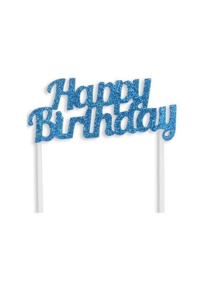 Evadan Simli Mavi Happy Brithday Pasta Süsü