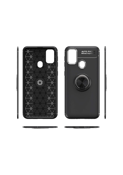 Samsung Galaxy Uyumlu M30S Kılıf Yüzüklü Tam Korumalı Silikon Kapak