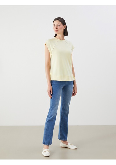 Lcwaıkıkı Classic Sarı Oversize Soft Touch Kadın Tişört