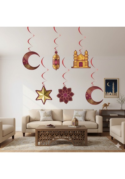 Dodomar Ramazan Sarkıt Tavan Süsü Bordo 6'lı - Ramazan Asma Dekoru