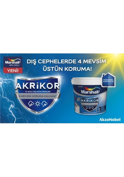 Marshall Akrikor Silikonlu + Akrilik Dış Cephe Boyası 15 Lt.