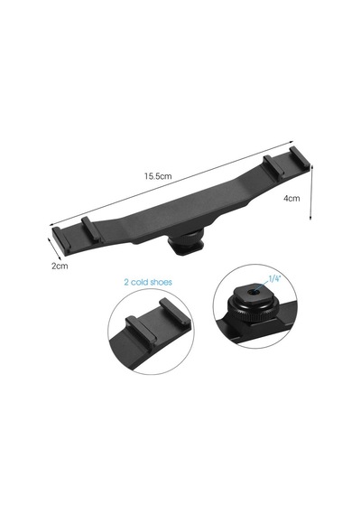 Dslr için Flaş Bracket İki Girişli Flaş- Led- Mikrofon Tutucu