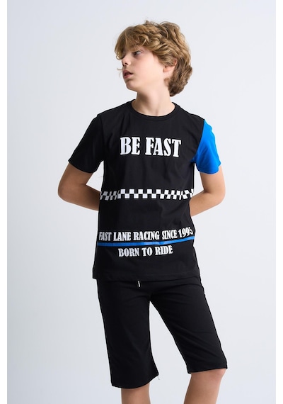 Alexander Gardi Alexandergardı Baskılı Çocuk T-shirt-şort İkili Takım Siyah - Mavi