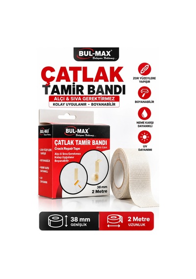 Çatlak Tamir Bandı 38 Mm X 2 Metre Boyanabilir Neme Ve Uv Ye Dayanıklı Duvar Onarım Bandı