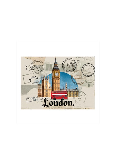 Londra Posta Kartı Desenli Mdf Tablo